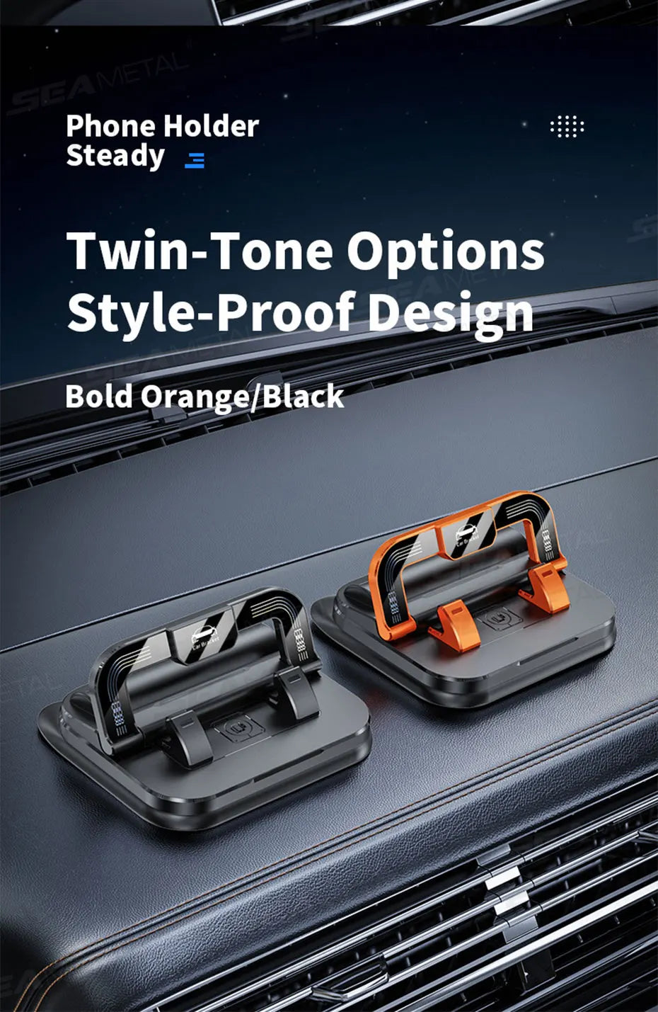 SEAMETAL Dashboard Car Phone Holder 360-Degree Rotation Head-Up Phone Mount Anti Slip Navigation Holder with Number Plate