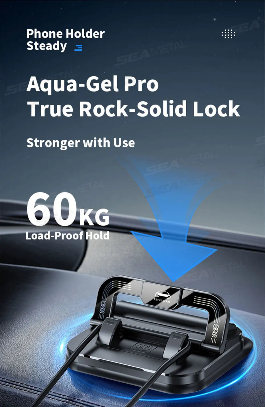 SEAMETAL Dashboard Car Phone Holder 360-Degree Rotation Head-Up Phone Mount Anti Slip Navigation Holder with Number Plate