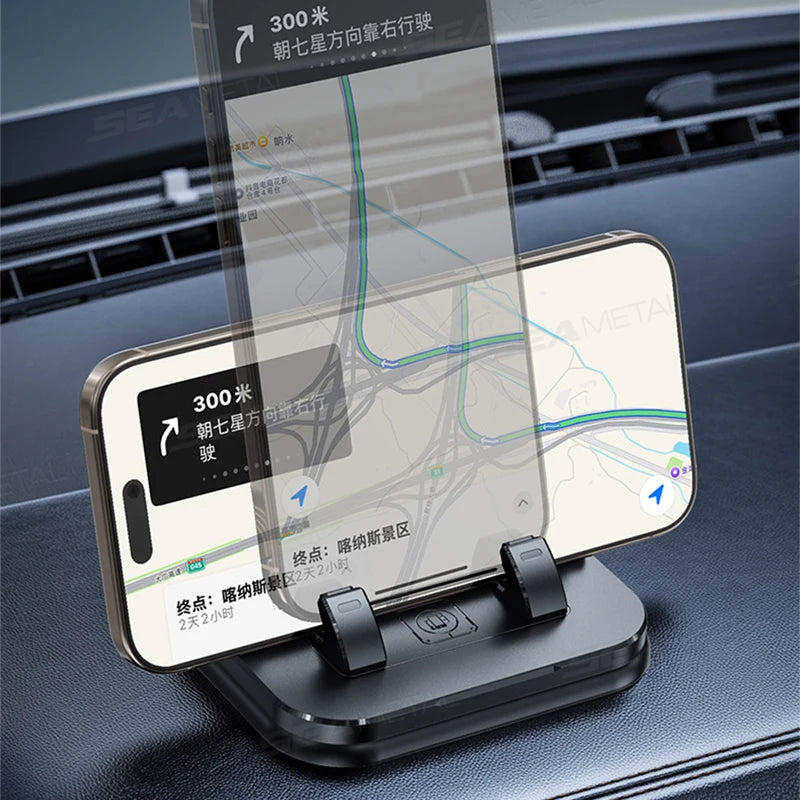SEAMETAL Dashboard Car Phone Holder 360-Degree Rotation Head-Up Phone Mount Anti Slip Navigation Holder with Number Plate